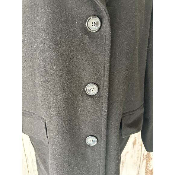 Vintage Dumas Black Cashmere Blend Overcoat Long Coat Size 14 - Picture 3 of 6